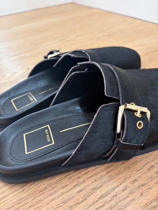 Dolce Vita Shoes - Brand new Dolce Vita Black Calfhair Slip-On Mules with Gold Buckles